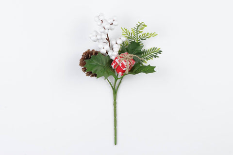 Ensemble de 2pcs 10"H Baies Blanches avec Pic de Boîte-Cadeau Rouge