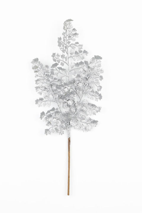 10"H Sliver Glitter Leaves Pick