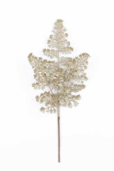 Luxurious 10"H Gold Glitter Leaves Pick - Add Glamour to Your Decor - Model DV6-LXCM007B