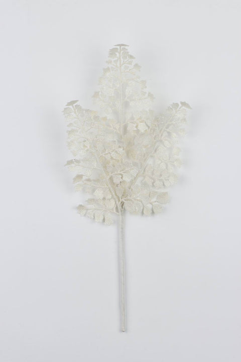 Lot de 2 piques à feuilles scintillantes blanches de 25,4 cm de haut.