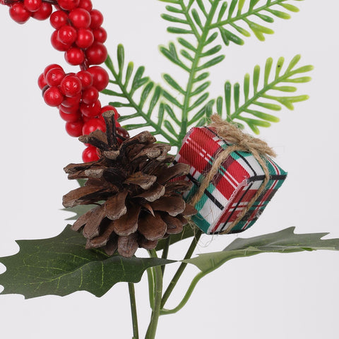 10IN GIFT PINECONE W/RED BERRIES PICK