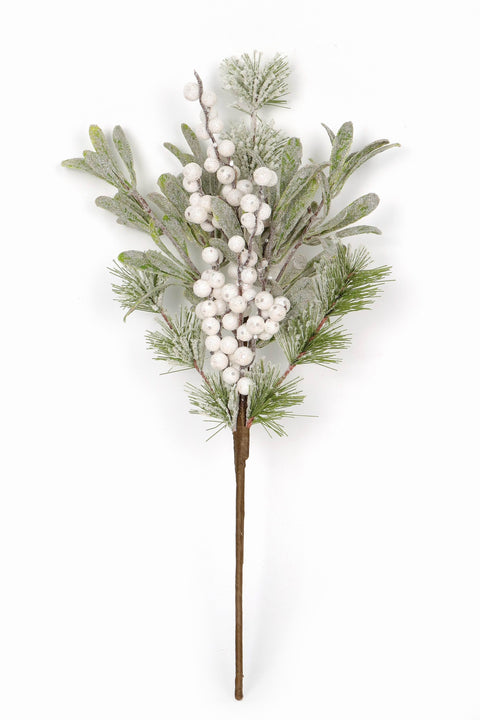 18 Inch Greenery Pick With White Berry Season2Season