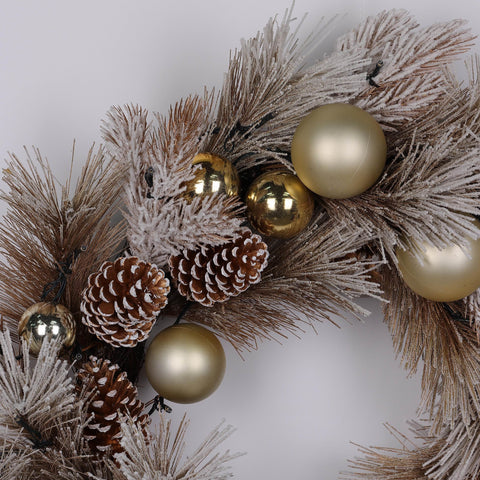 Christmas 31In Gold Ornament & Pinecone Wreath
W/Light