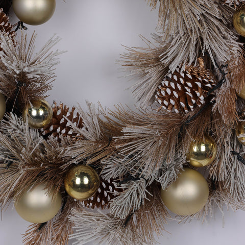 Christmas 31In Gold Ornament & Pinecone Wreath
W/Light