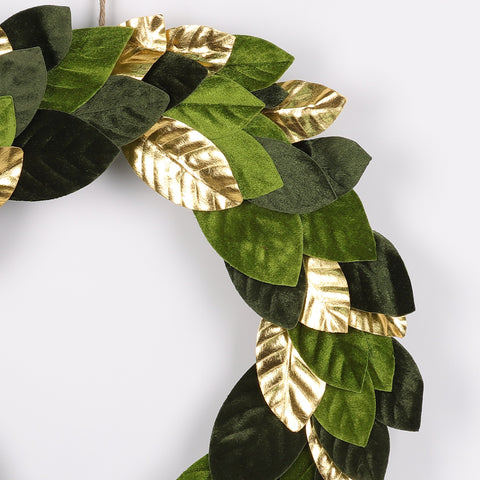 22 Inch Gold/Green Leaves Wreath