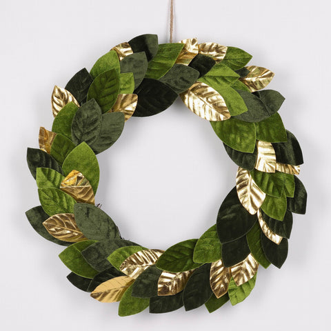 22 Inch Gold/Green Leaves Wreath