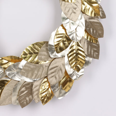 24In Gold/Silver Leaves Wreath