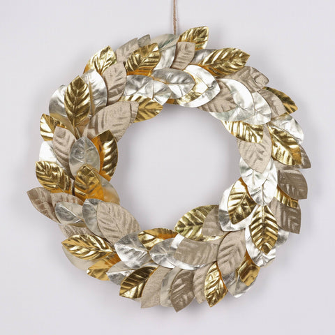 24In Gold/Silver Leaves Wreath