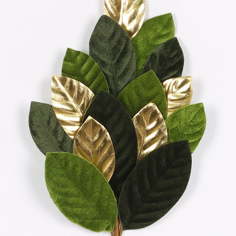 24 Inch Green/Gold Leaves Pick
