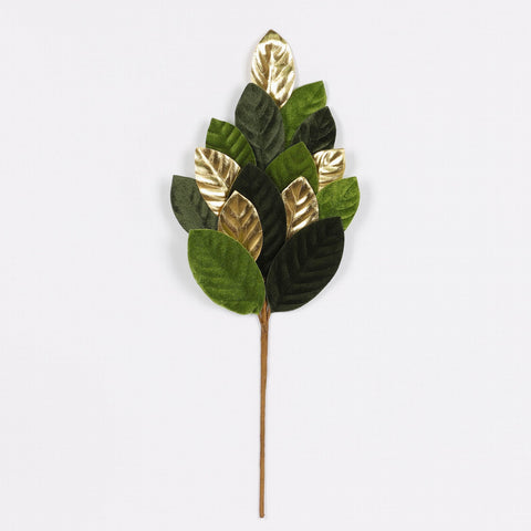 24 Inch Green/Gold Leaves Pick