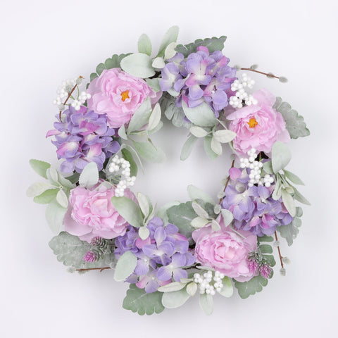 Couronne d'hortensia violet de 18 pouces