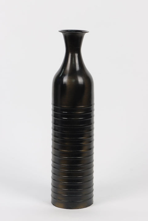 Tall Floral Black Vase décor 4"L x16.25"H