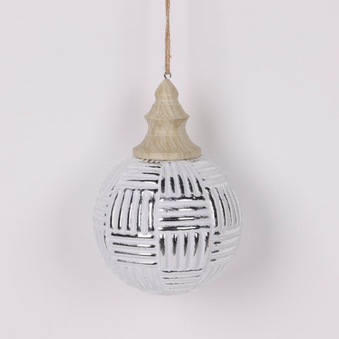 4X5.5In Silver White Shatterproof Ornament