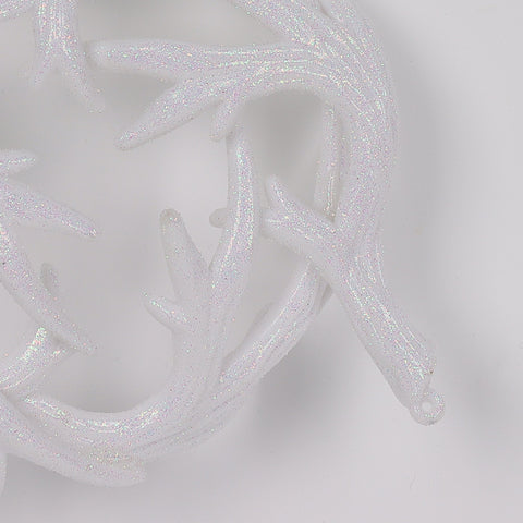 6*2In Matt White W/Glitter Antler Ornament