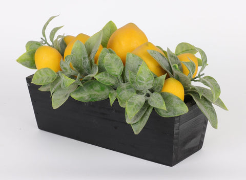 BOÎTE EN BOIS 7.75*3*5 PO AVEC DÉCOR DE TABLE CITRON