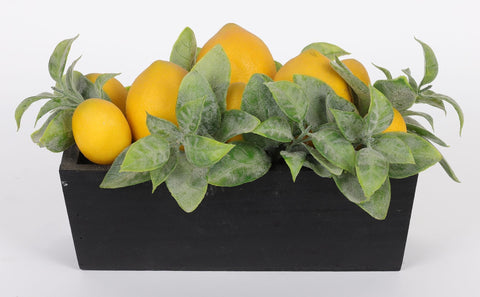 BOÎTE EN BOIS 7.75*3*5 PO AVEC DÉCOR DE TABLE CITRON