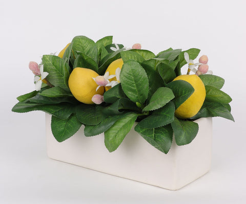 BOÎTE EN BOIS 8*3.5*6 PO AVEC DÉCOR DE TABLE CITRON