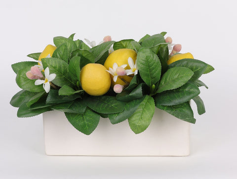 BOÎTE EN BOIS 8*3.5*6 PO AVEC DÉCOR DE TABLE CITRON
