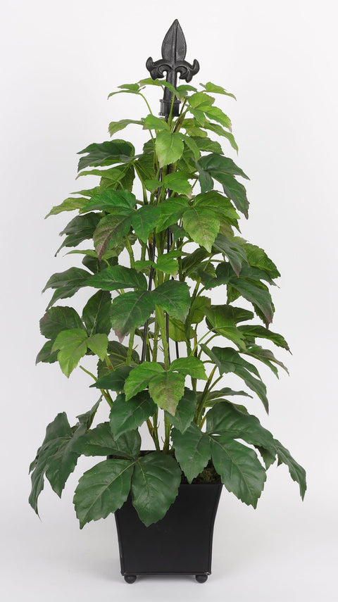 VASE 6*6*28 PO AVEC DÉCOR DE PLANTES ARTIFICIELLES