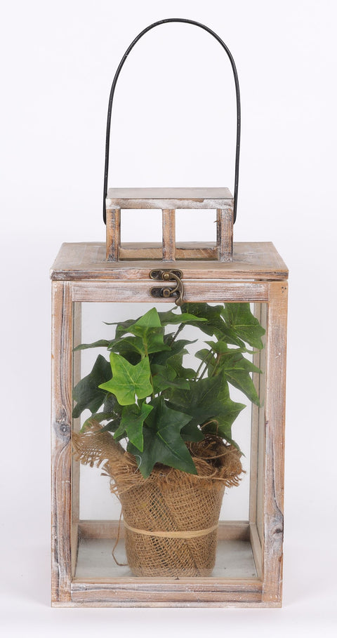8*8*14 In Wood Lantern W/Floral