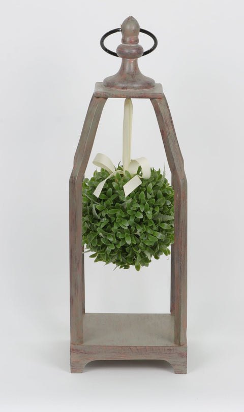 6*6*8 In Wood Lantern W/Floral Décor
