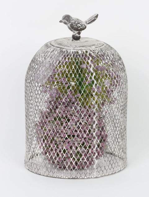 CAGE EN MÉTAL 6.25*9.5 PO AVEC DÉCOR FLORAL