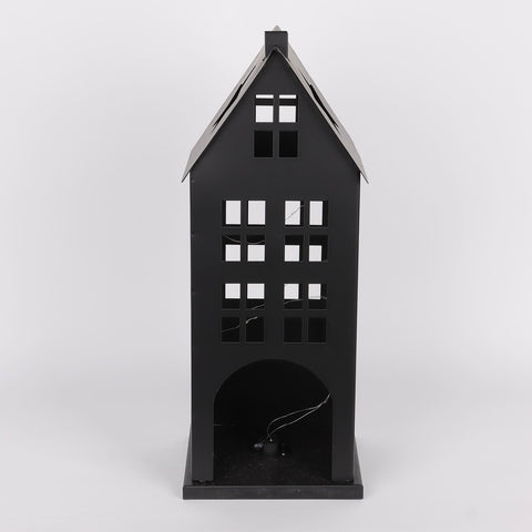 16IN HALLOWEEN METAL HOUSE W/LITE