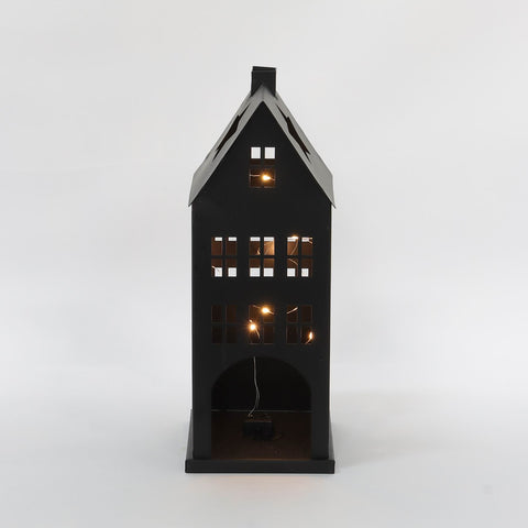 12IN HALLOWEEN METAL HOUSE W/LITE