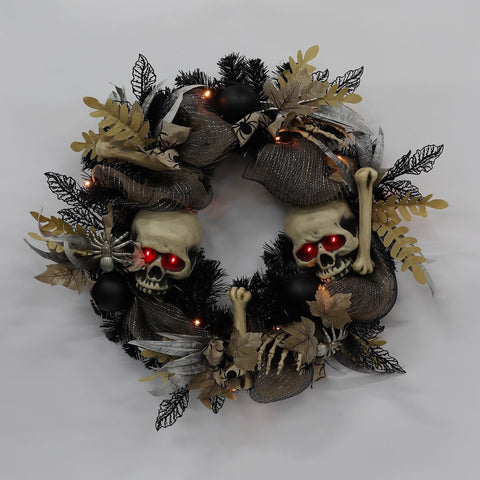 22IN HALLOWEEN SKULL WREATH