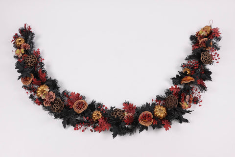 8FT HALLOWEEN FLORAL GARLAND
