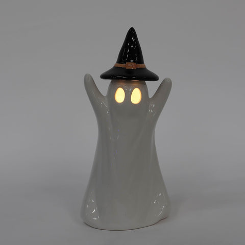 8.5IN GHOST CERAMIC W/LITE TABLE TOP