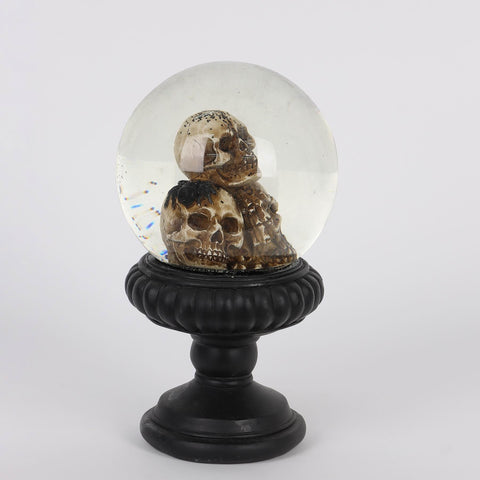 8.5IN HALLOWEEN SKULL GLASS BALL TABLE TOP