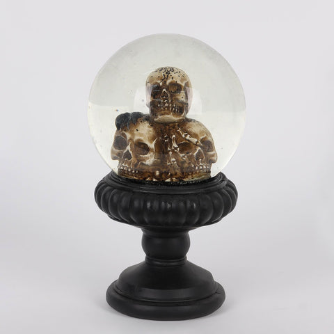 8.5IN HALLOWEEN SKULL GLASS BALL TABLE TOP