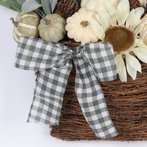 22IN FALL SUNFLOWER PUMPKINS BASKET W/BOW WALL HANGER