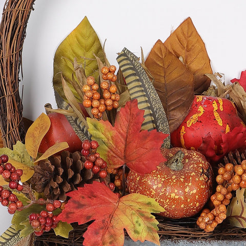 22IN FALL FLORAL W/WELCOME SIGN BASKET WALL HANGER