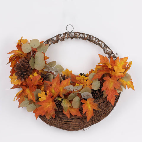 22IN FALL FLORAL BASKET WALL HANGER