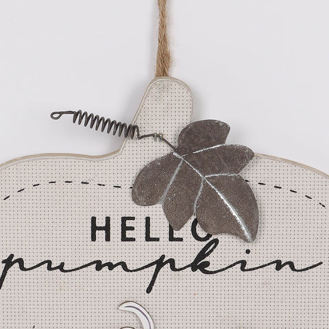 10.5" FALL HELLO PUMPKIN SIGN ORNAMENT