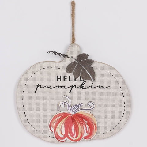 10.5" FALL HELLO PUMPKIN SIGN ORNAMENT