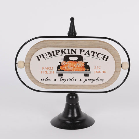 8IN FALL PUMPKIN PATCH SIGN TABLE TOP DÉCOR