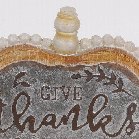 7.25IN FALL PUMPKIN W/GIVE THANKS RESIN DÉCOR