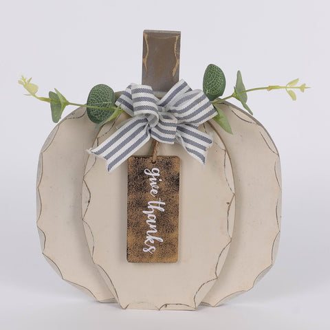 9.75IN FALL PUMPKIN W/GIVE THANKS SIGN DÉCOR