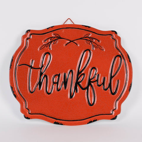 6.75IN FALL THANKFUL METAL WALL HANGER