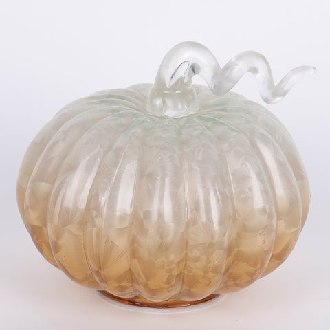 6IN FALL GLASS PUMPKIN W/LED LIGHT