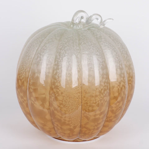 11IN FALL GLASS PUMPKIN W/LED LIGHT