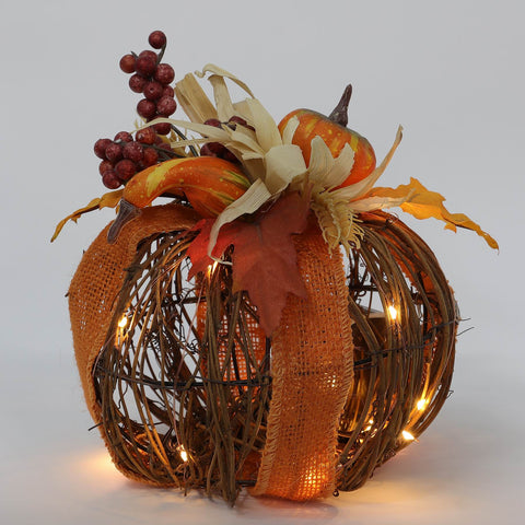 8IN FALL PUMPKIN W/LED LIGHT DÉCOR