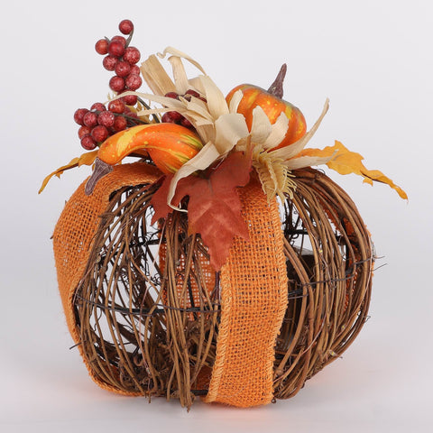 8IN FALL PUMPKIN W/LED LIGHT DÉCOR