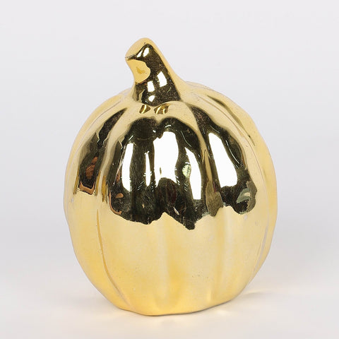 3.75IN FALL GOLDEN CERAMIC PUMPKIN DÉCOR