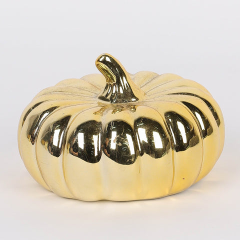 2.5IN FALL GOLDEN CERAMIC PUMPKIN DÉCOR