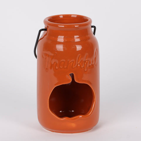 6IN FALL RED CERAMIC TEALIGHT HOLDER