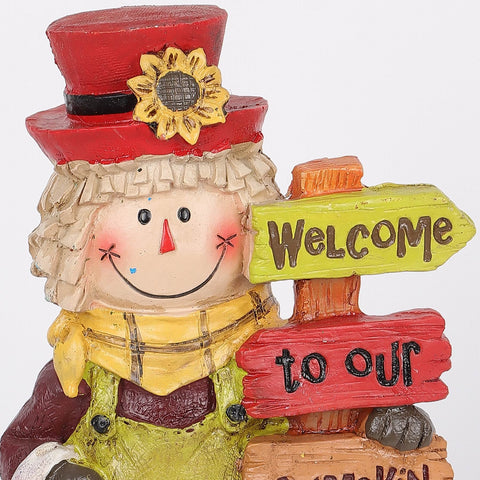 8IN FALL SCARECROW W/SIGNS RESIN DÉCOR
